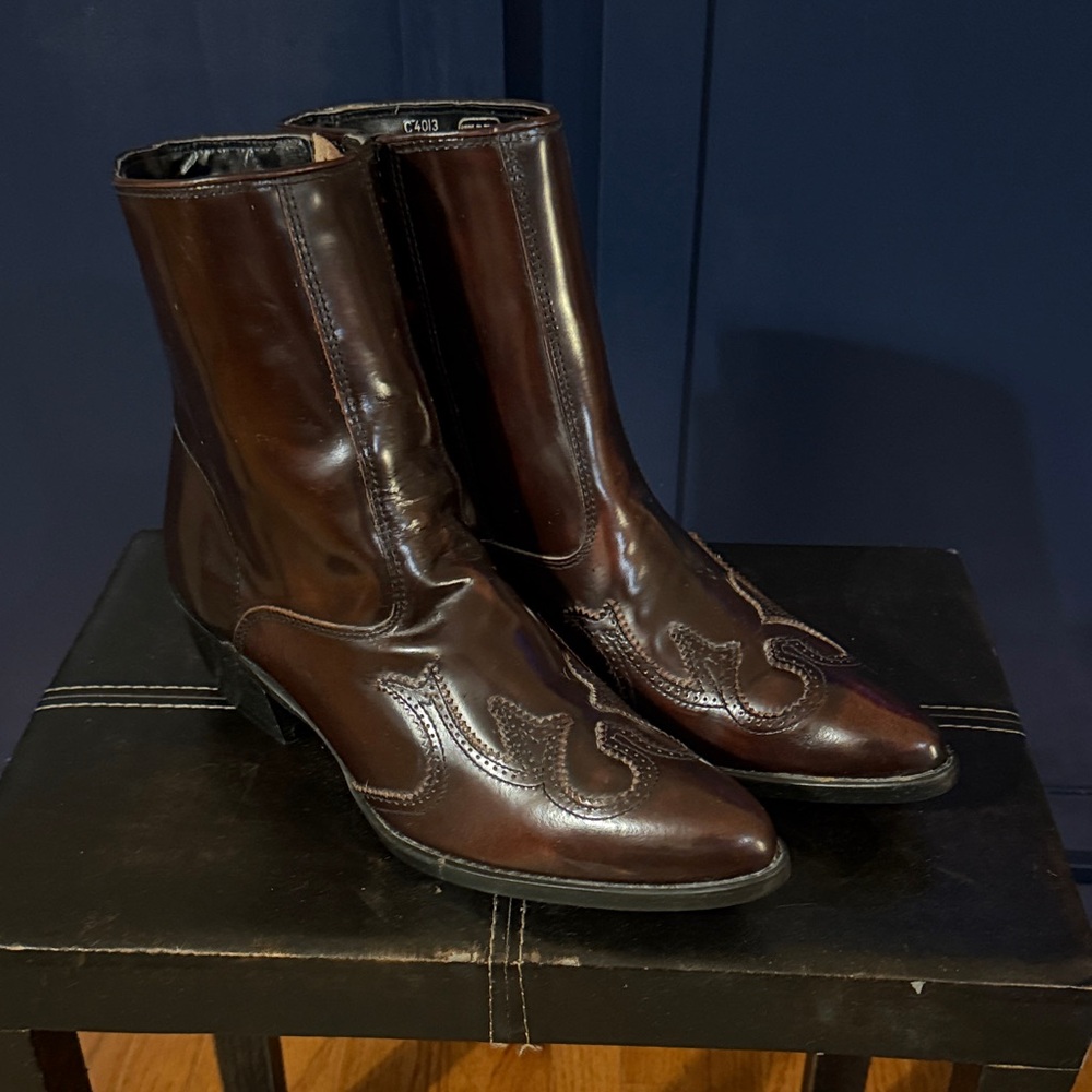Men's Brown Leather Western Ankle Boots